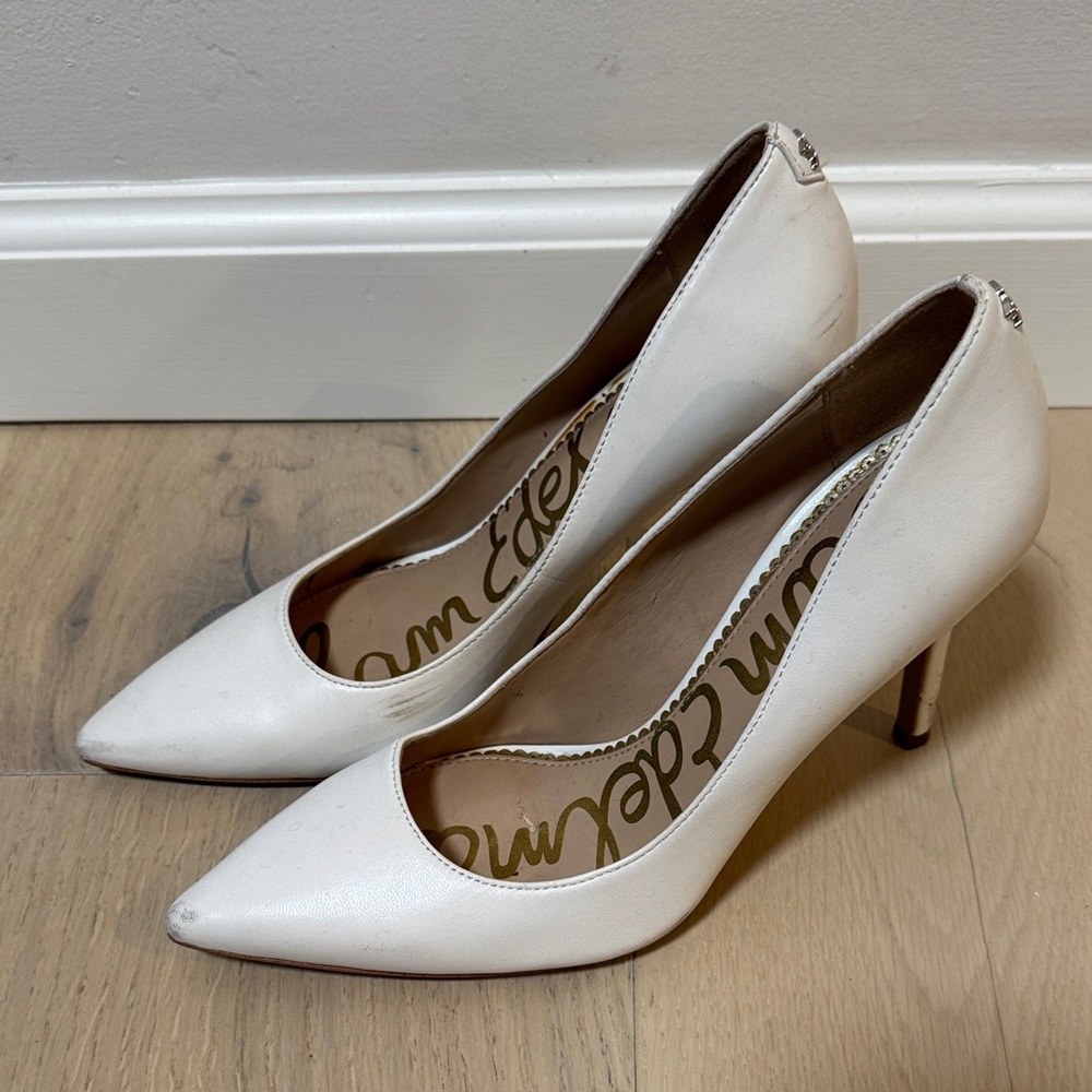 Sam Edelman Cream Pointed Toe Heels